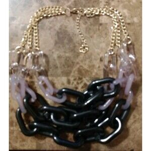 Black & Gray Link & Goldtone Chain Necklace Fashion Jewelry New